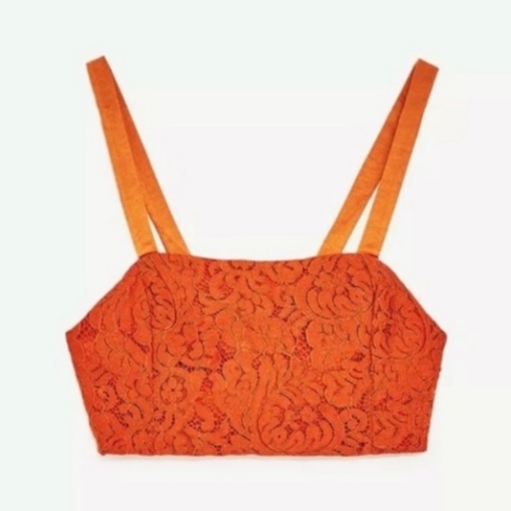 Orange Lace Crop Top